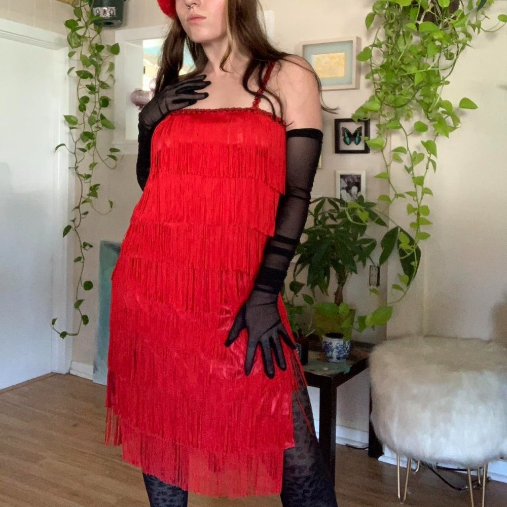 Red Fringe Flapper Dress